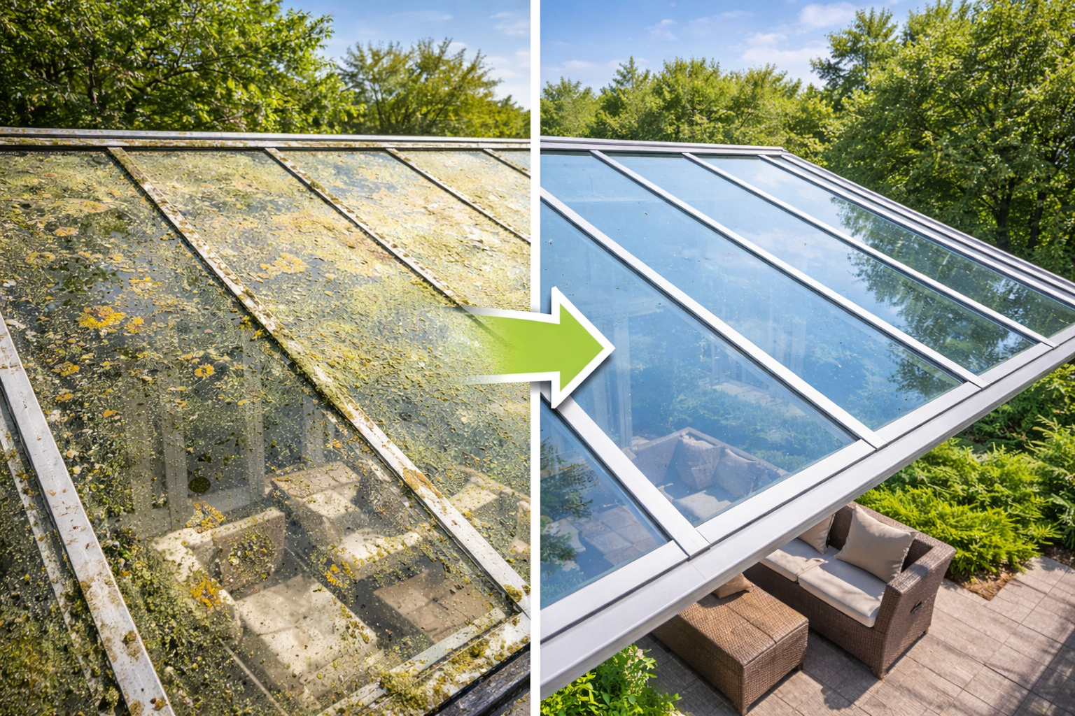 Terrassendach aus Glas reinigen – darauf musst du achten