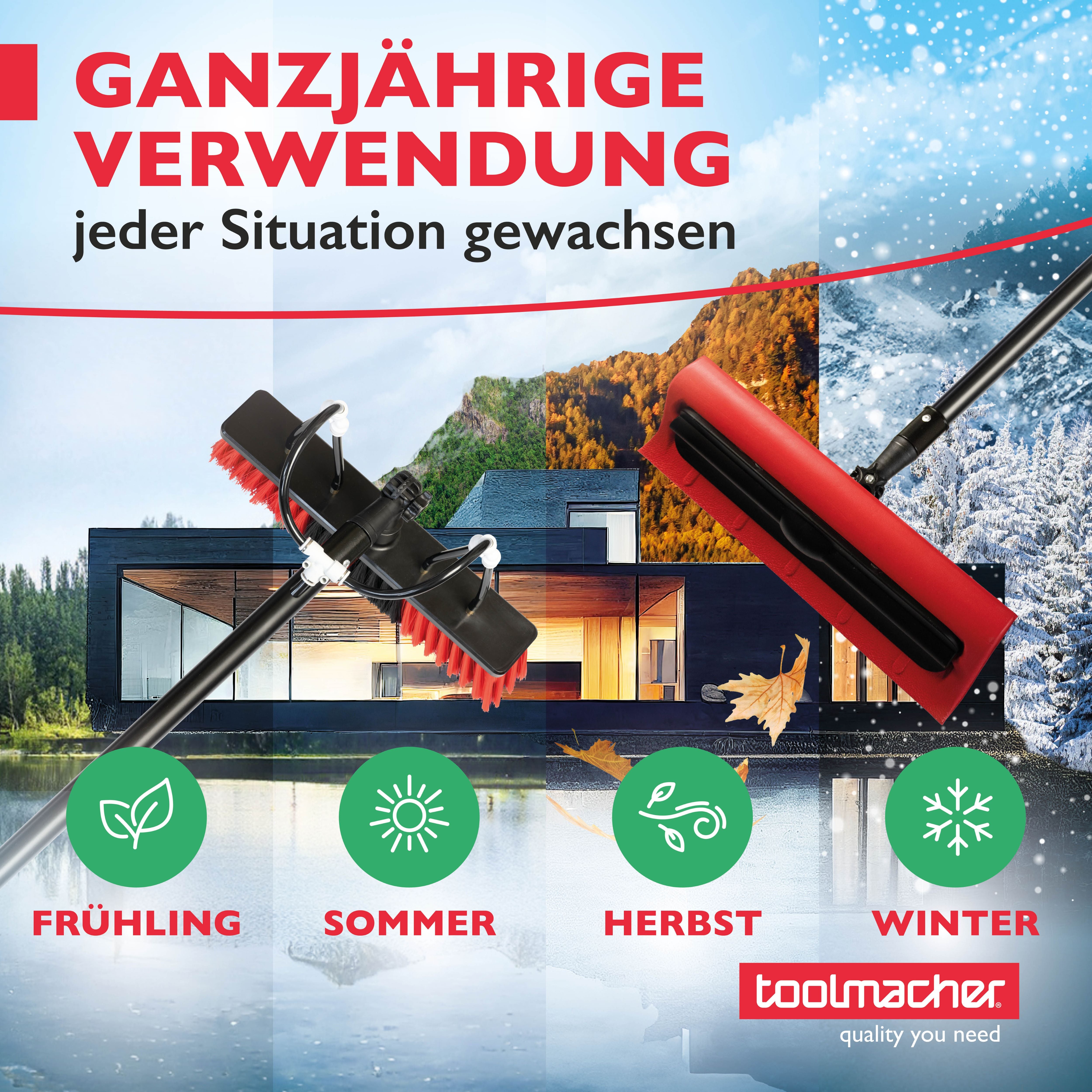 toolmacher® Telescopic washing brush 6 meters - including snow shovel