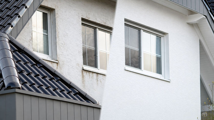 Schmutzige Fassade - saubere Fassade Vergleich