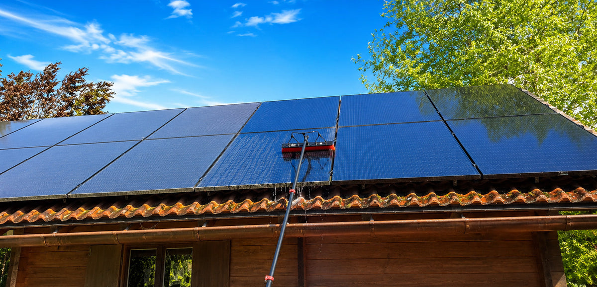 Photovoltaik selbst reinigen bei Holzhaus