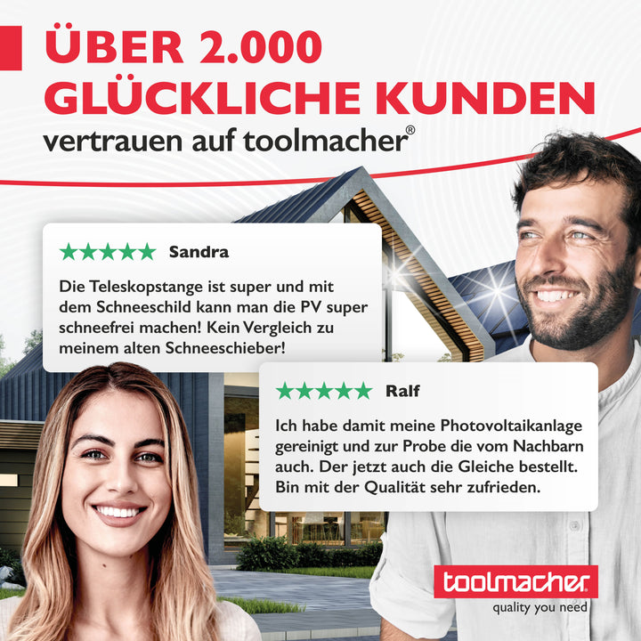 toolmacher® Teleskop Waschbürste 6 Meter - inklusive Schneeschieber