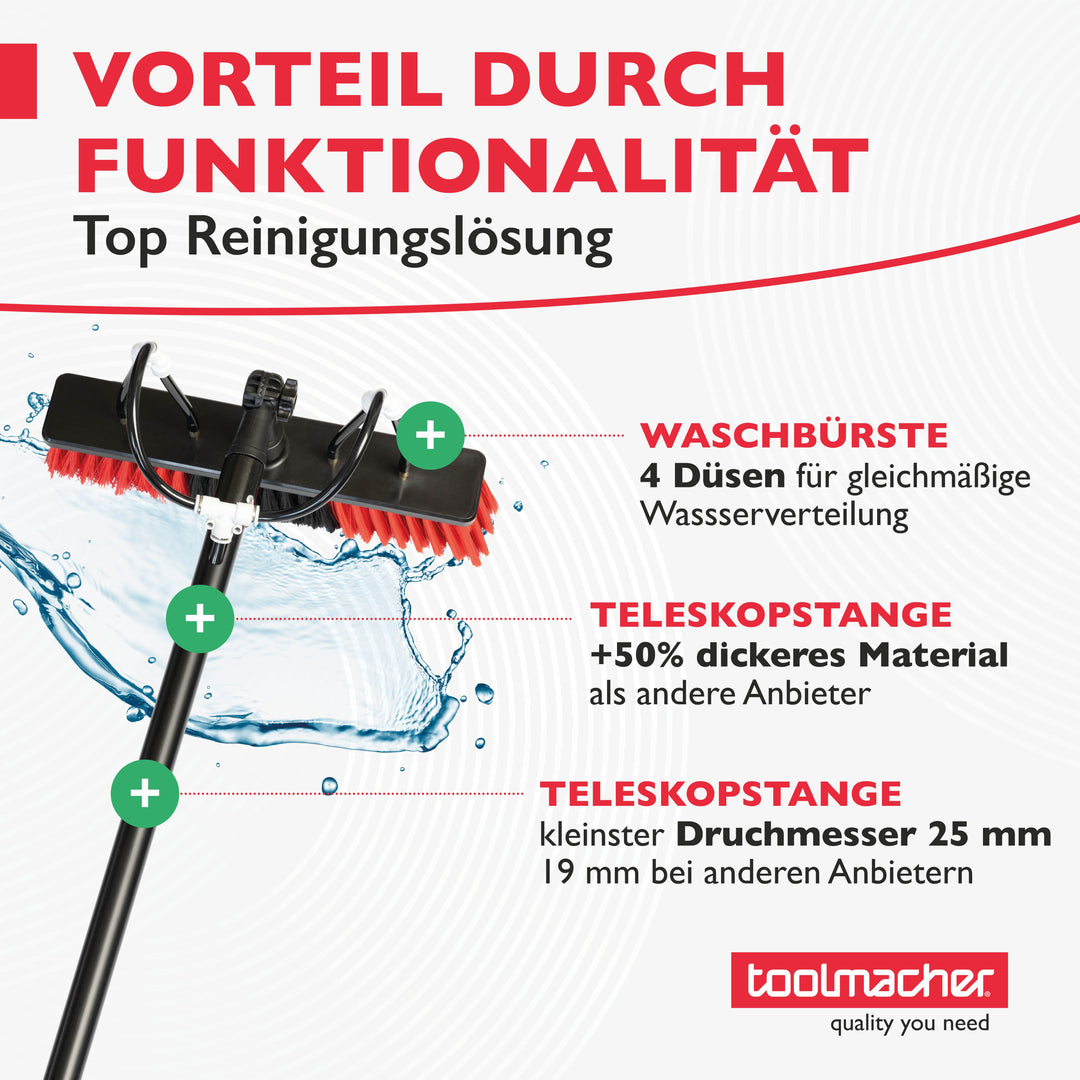 toolmacher® Teleskop Waschbürste 6 Meter