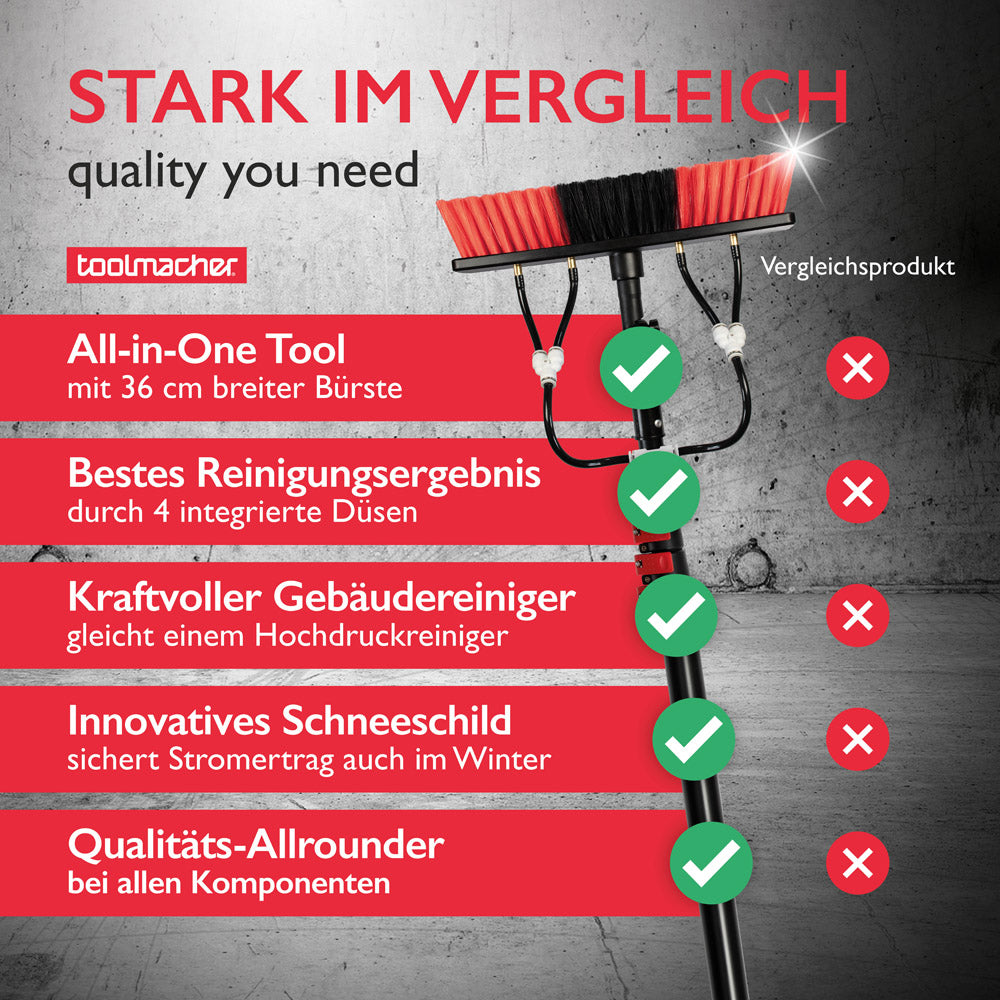 toolmacher® Teleskop Waschbürste 6 Meter - inklusive Schneeschild