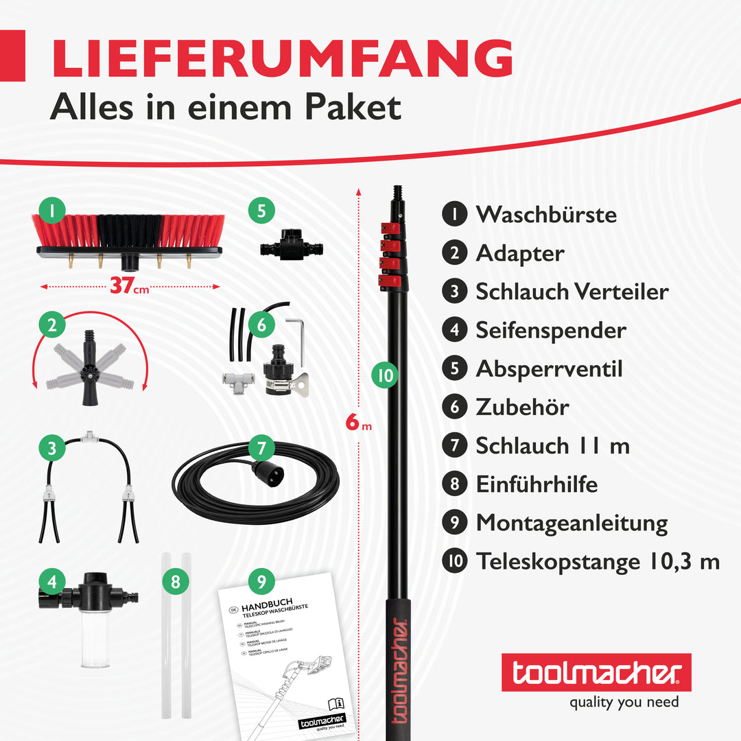 toolmacher® telescopic washing brush 6 meters