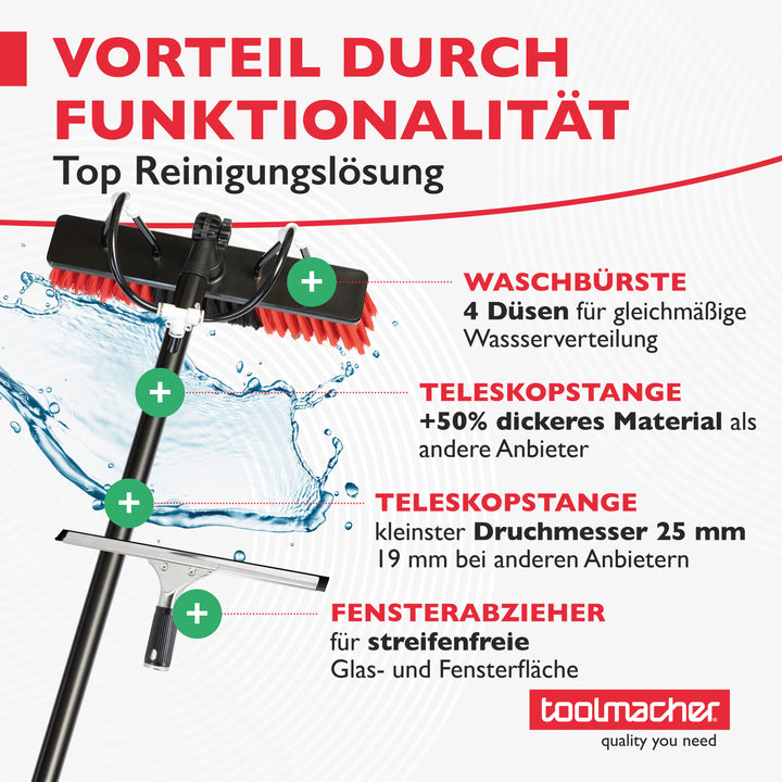 Teleskop Waschbürste 10,3 Meter [inkl. Fensterabzieher]