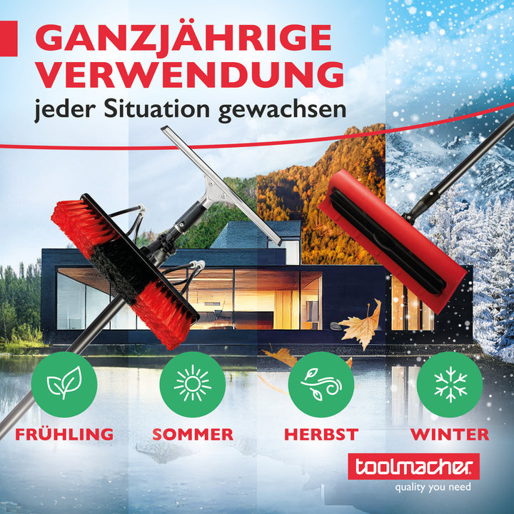 Teleskop Waschbürste 10,3 Meter [inkl. Fensterabzieher & Schneeschieber]